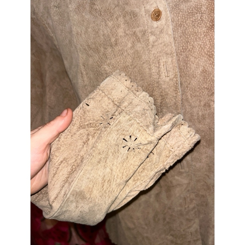 Ami Collared Button Up Cutout Leather Jacket - image 3